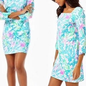 NEW Lilly Pulitzer Bailee Dress in the Multi Coral Bay print.